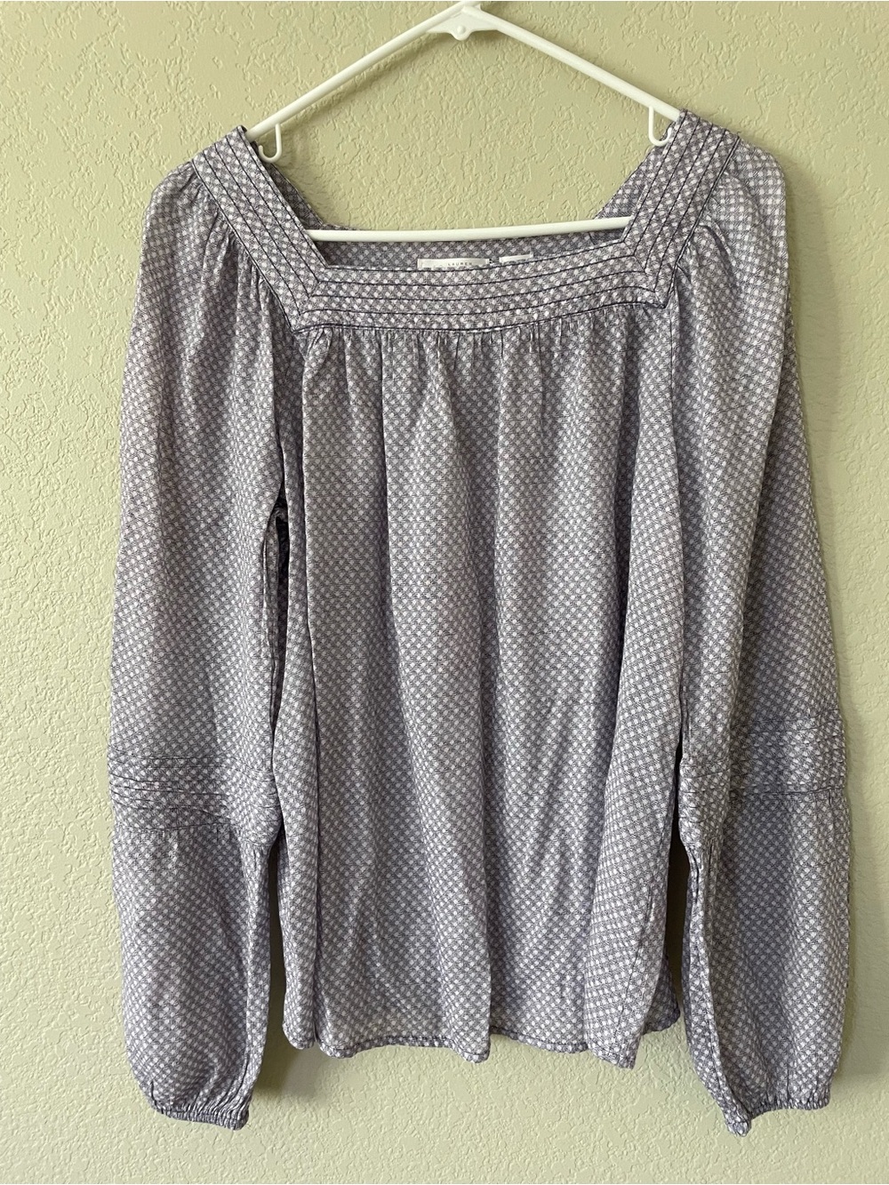 Light Lavender Printed Peasant Blouse